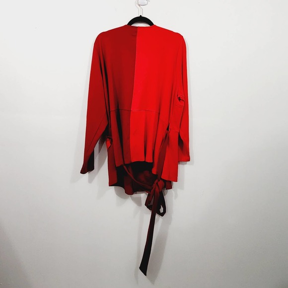 ELOQUII Colorblock Wrap Top Red Goji Berry Stretch Knit NWT Womens Size Plus 24W - Picture 8 of 14